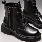 Warm Lined Ankle Boots | Profiled Sole & Zip Fastening