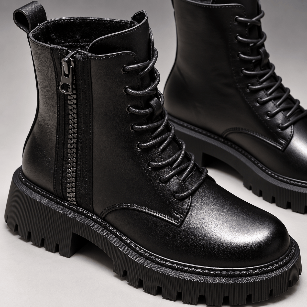 Warm Lined Ankle Boots | Profiled Sole & Zip Fastening