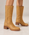 Women's Knee High Boots | Block Heel & Stitched Panel