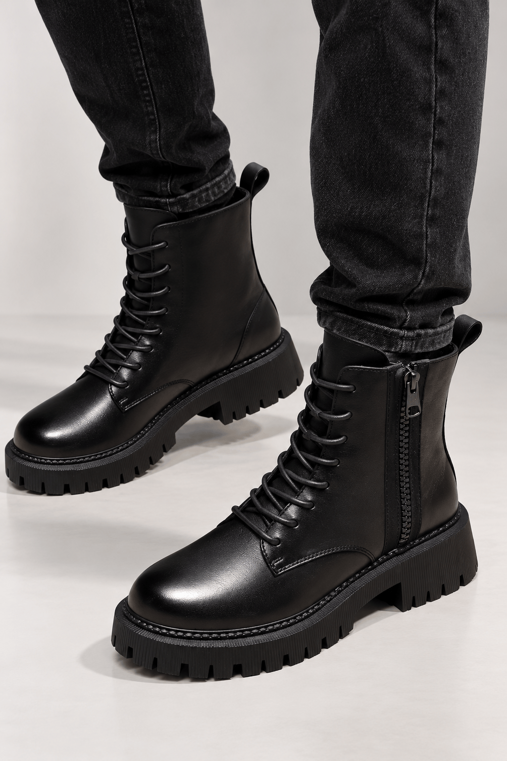 Warm Lined Ankle Boots | Profiled Sole & Zip Fastening