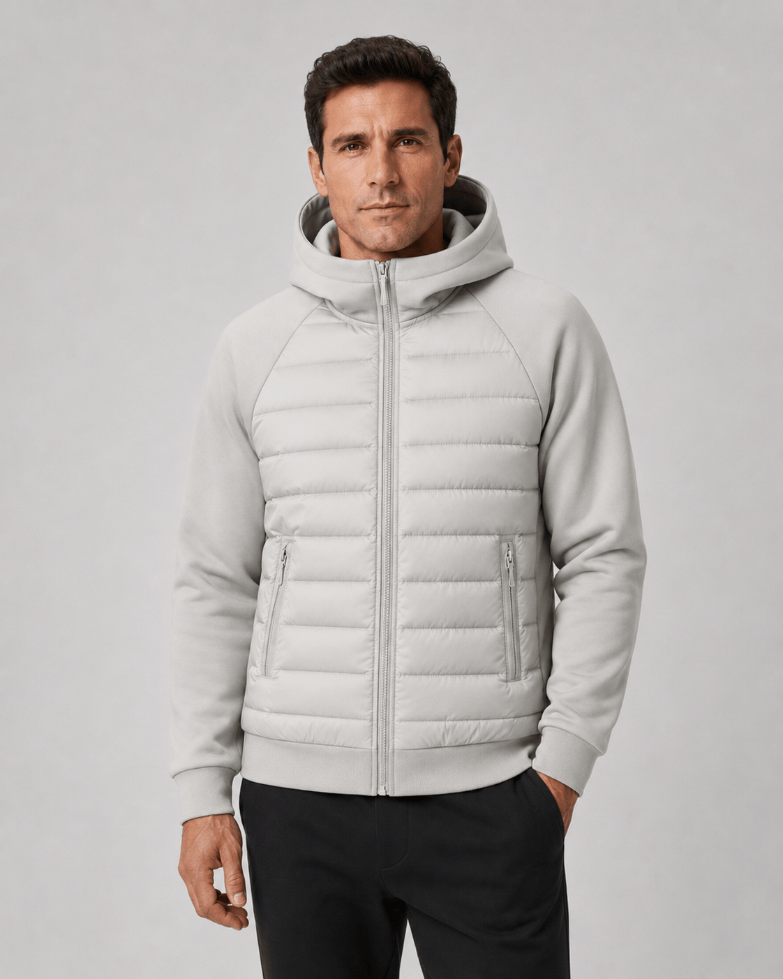 Men's Quilted Jacket | Hood & Zip Pockets