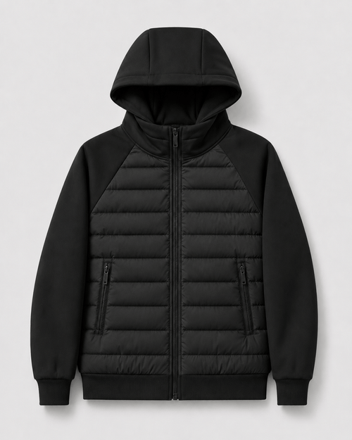 Men's Quilted Jacket | Hood & Zip Pockets
