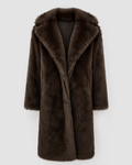 Women's Long Faux Fur Coat | Wide Lapel Collar