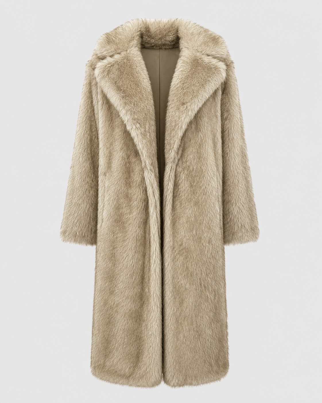 Women's Long Faux Fur Coat | Wide Lapel Collar