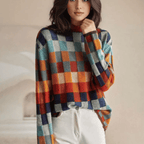 Women’s Sweater | Check Knit Crew Neck