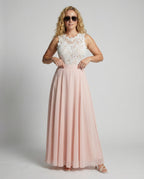 Women's Wedding Guest Dress Maxi | Guipure Lace Bodice & Flowing Skirt