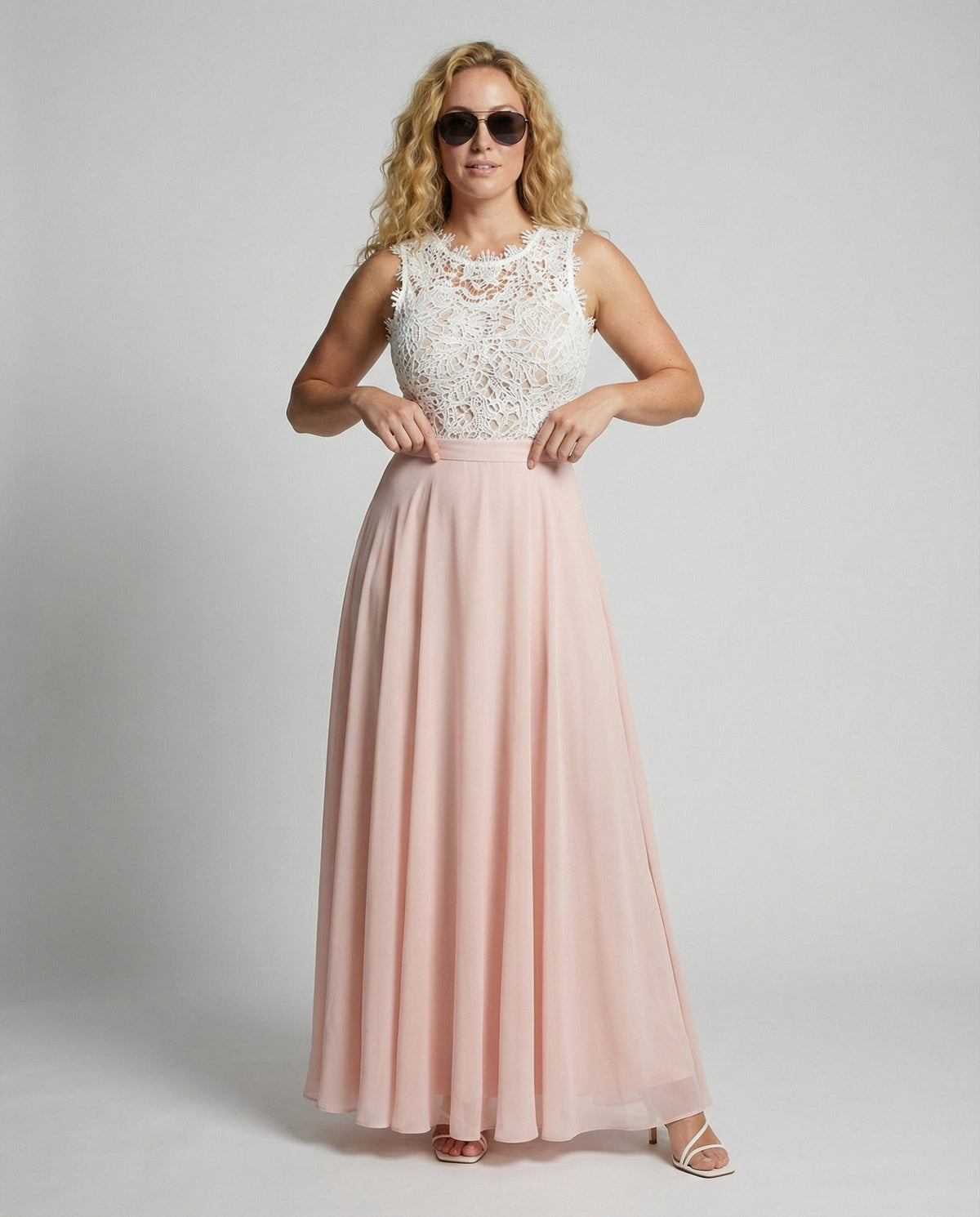 Women's Wedding Guest Dress Maxi | Guipure Lace Bodice & Flowing Skirt