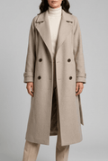 Women's Belted Trench Coat | Double-Breasted Button Front