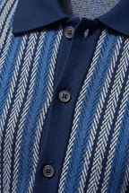 Men’s Collared Short Sleeve Button Up Striped Shirt | Ribbed Hem