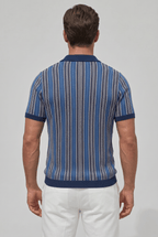 Men’s Collared Short Sleeve Button Up Striped Shirt | Ribbed Hem