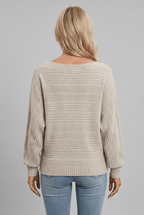 Women's Jumper | Striped Boat Neck & Ribbed Cuffs