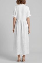 Women's Maxi Shirt Dress | Smocked Waist & Full-Length Skirt