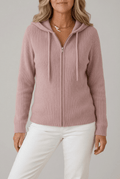 Women's Hooded Cardigan | Ribbed Knit & Full Zip