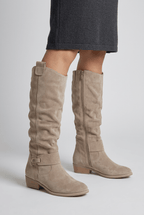 Women's Suède Slouch Knee High Boots | Western Stitch & Block Heel