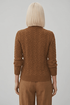 Women's Cable Knit Jumper | Button Stand Collar