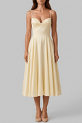 Women's Wedding Guest Dress Midi | Sweetheart Neck & A-Line Skirt