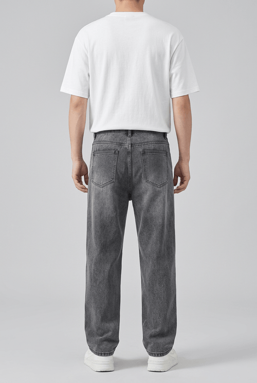 Men's Loose Fit Straight Leg Jeans | Stitched Front Pockets