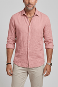 Men's Slim Fit Button-Up Shirt | Long Sleeves & Curved Hem