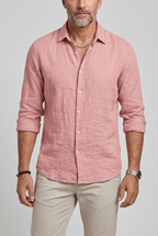 Men's Slim Fit Button-Up Shirt | Long Sleeves & Curved Hem