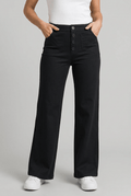 Women's Wide Leg Trousers | High Waisted & Button Front
