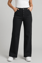 Women's Wide Leg Trousers | High Waisted & Button Front