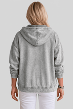 Women's Full Zip Washed Hoodie | Drawstring Hood