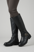 Women's Knee High Boots | Buckle Strap & Side Zip