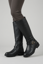 Women's Knee High Boots | Buckle Strap & Side Zip