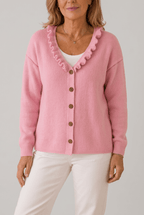 Women's Cardigan | Ruffle Collar & Button Front