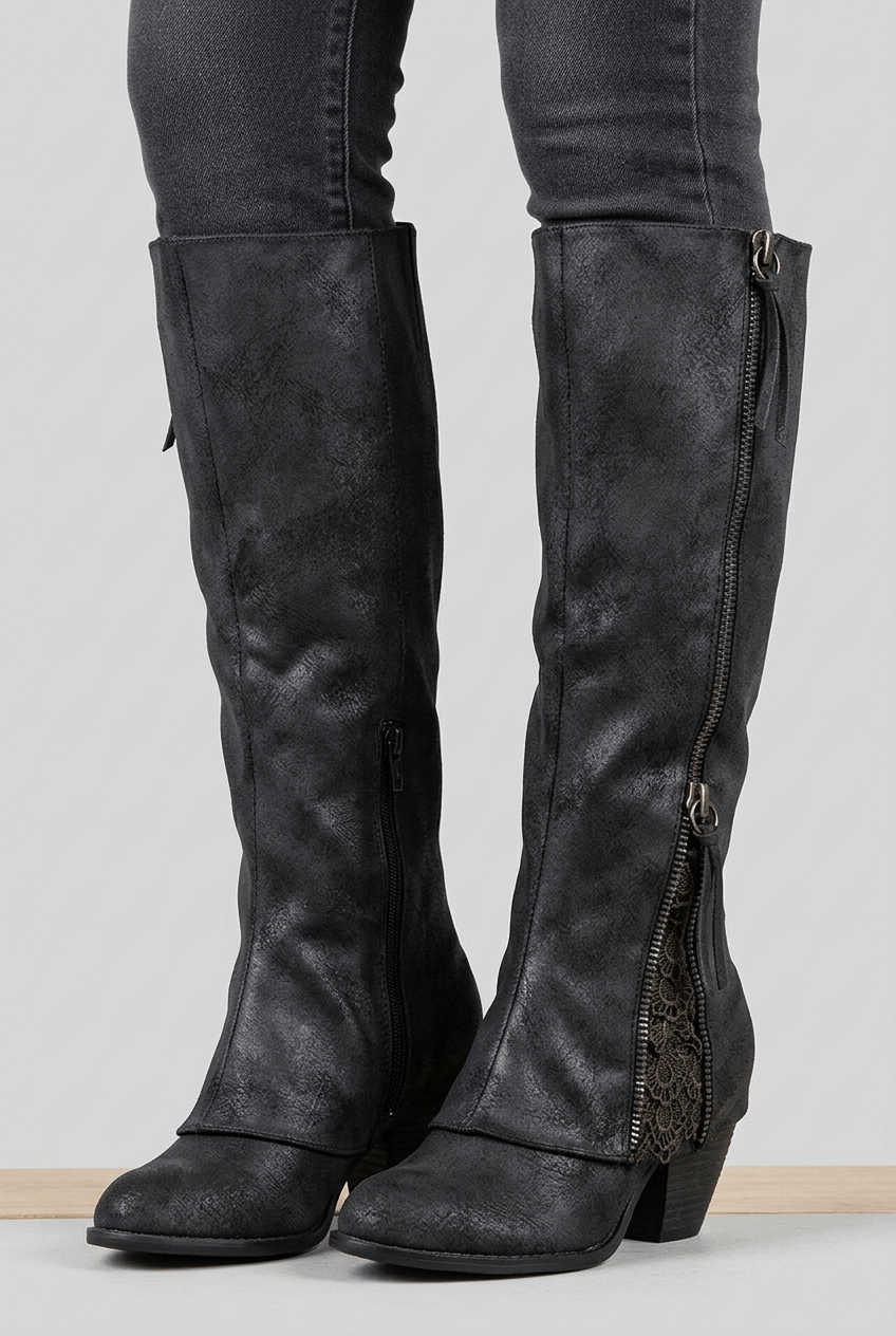 Women's Knee High Boots | Side Zip & Insert