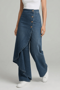 Women's Wide Leg Jeans | High Waisted Asymmetric Wrap Panel