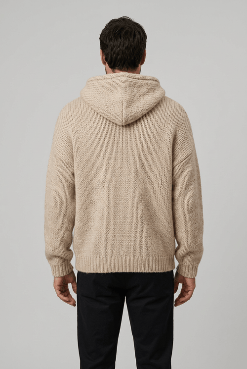 Men's Knitted Hoodie | Chunky Ribbed Pullover