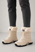 Women's Quilted Mid-Calf Boots | Faux Fur Trim & Tie-Up Front