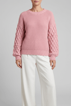Women's Waffle Knit Jumper | Textured Sleeves