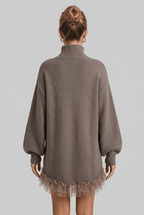 Women's Ribbed Jumper Dress | Oversized Turtleneck
