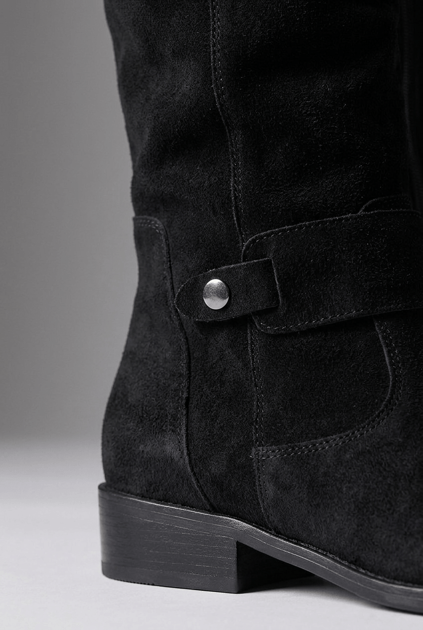 Women's Suède Slouch Knee High Boots | Western Stitch & Block Heel