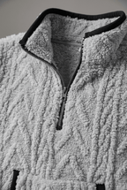 Women's Half Zip Fleece Jumper | Textured Fuzzy Kangaroo Pocket