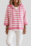Oversized Hooded Women's Jumper | Striped Pattern
