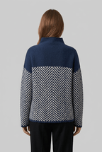 Women's Oversized Turtleneck Jumper | Chevron Pattern