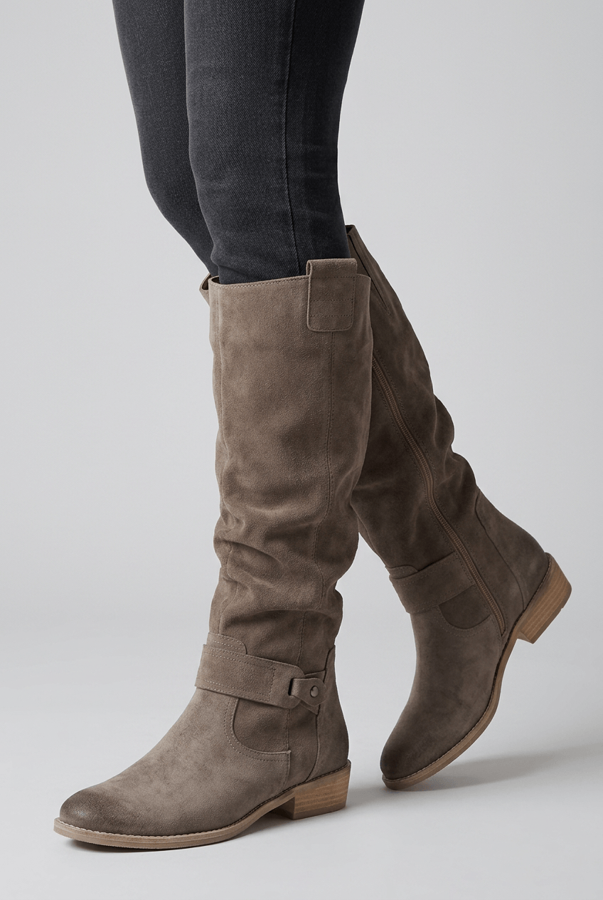 Women's Suède Slouch Knee High Boots | Western Stitch & Block Heel