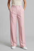 Women's Pinstripe Wide Leg Trousers | Tailored Pleat Front