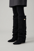 Women's Slouchy Knee High Boots | Hidden Wedge & Buckle