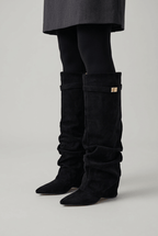 Women's Slouchy Knee High Boots | Hidden Wedge & Buckle