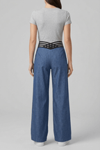 Women's High Rise Wide Leg Trousers | Crossover Cut Out Waist