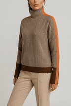 Women's Jumper | Turtleneck & Herringbone Pattern