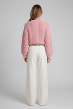 Women's Waffle Knit Jumper | Textured Sleeves