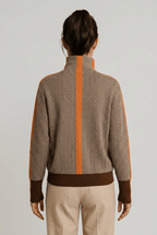 Women's Jumper | Turtleneck & Herringbone Pattern