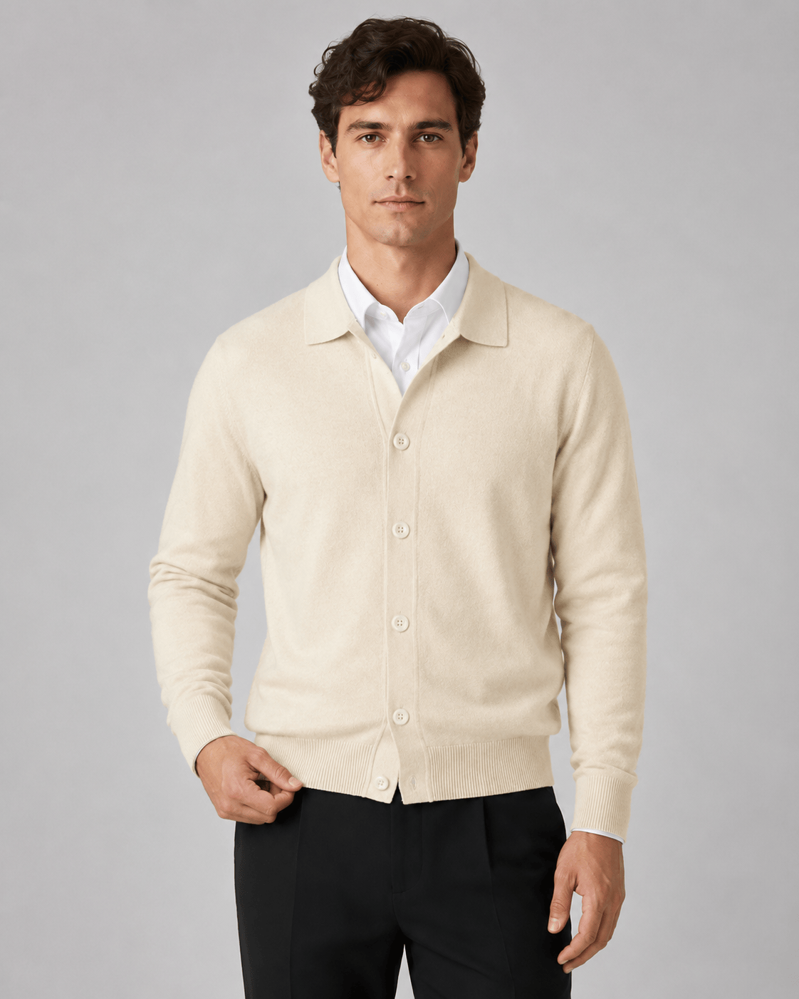 Men's Cardigan | Button Front & Ribbed Cuffs