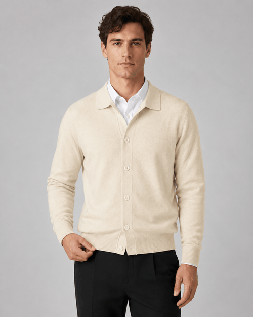 Men's Cardigan | Button Front & Ribbed Cuffs