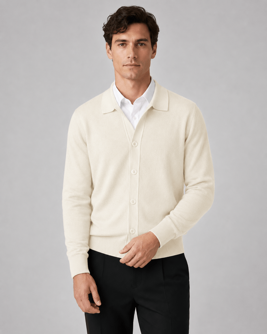 Men's Cardigan | Button Front & Ribbed Cuffs